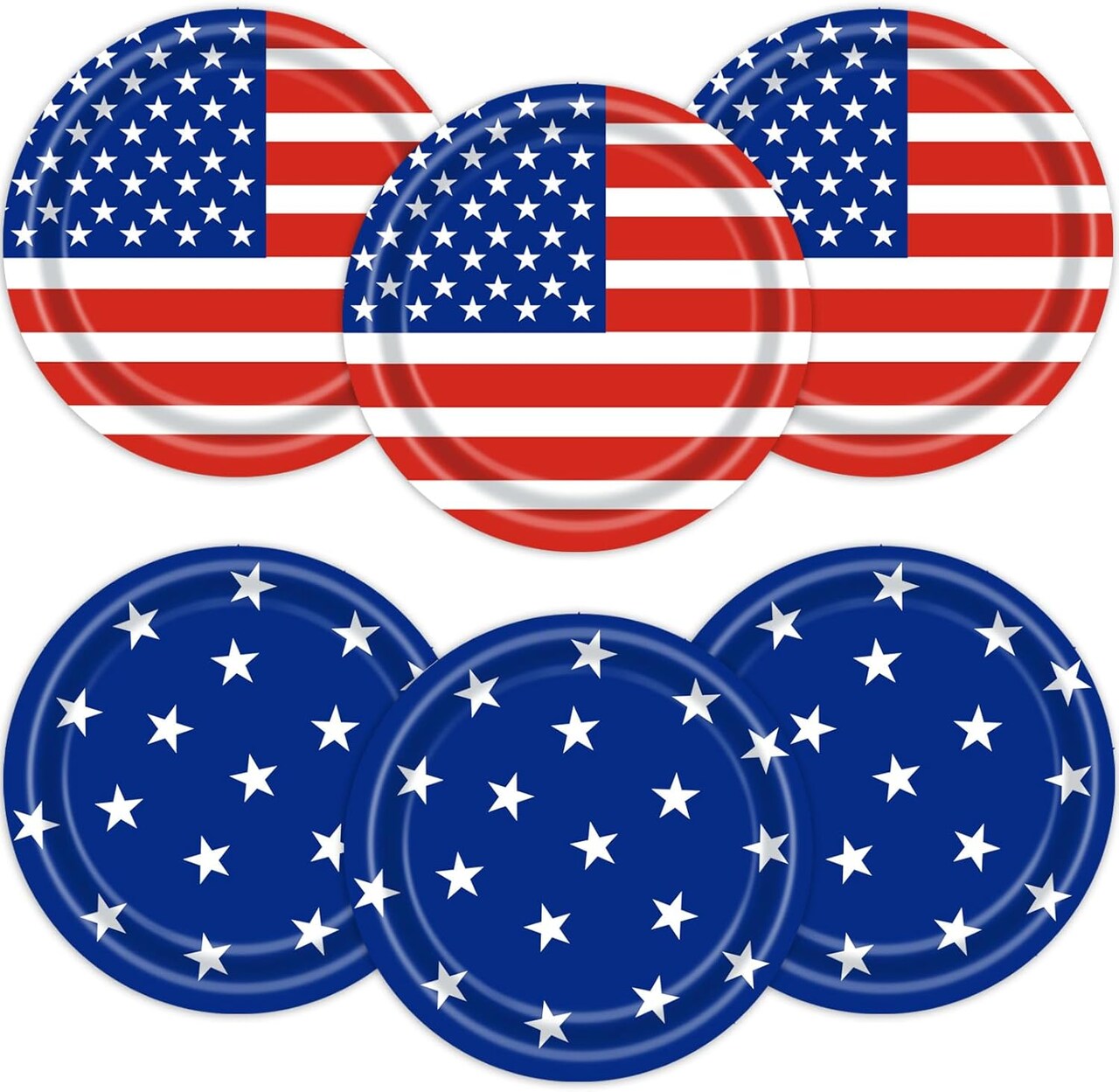 48PCS 4th of July Party Supplies, 9" Independence Day Disposable Paper Plates, Patriotic Party Plates Memorial Day Dinner Dessert Plates Red White Blue Dinnerware Tableware